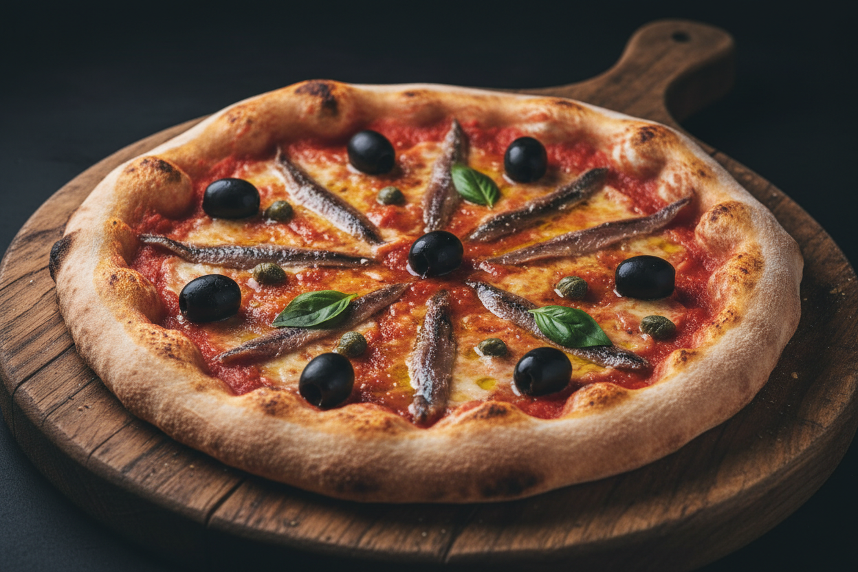 Napoli, pizza con le acciughe